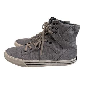Supra Muska 001 Sneakers Mens Size 12 Gray Skytop Canvas Hi Top Skate SK8 Shoes